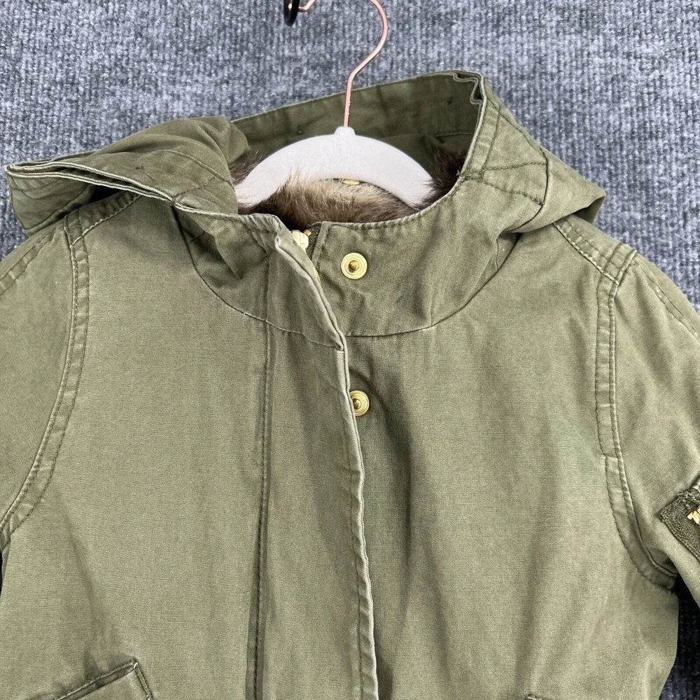 Baby Gap Girls 3T Olive Green Coat Anorak Hooded Heavyweight Removable Fur Vest